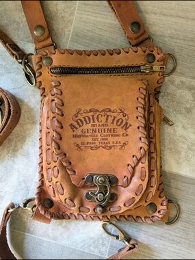 Addiction Leather Biker Hip Bag, Biker Chick Side Waist Bag